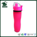2016 silicone material folding water bottle with sip cap